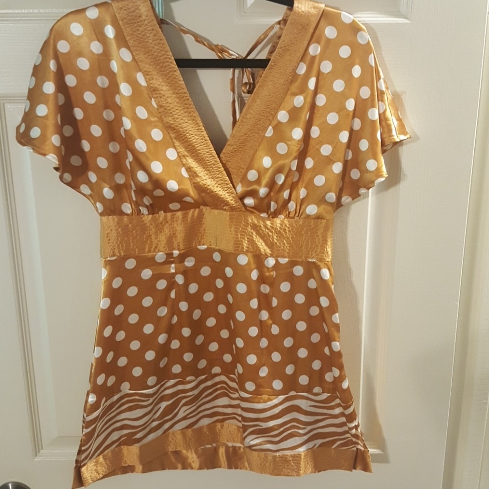Gold polka dot blouse